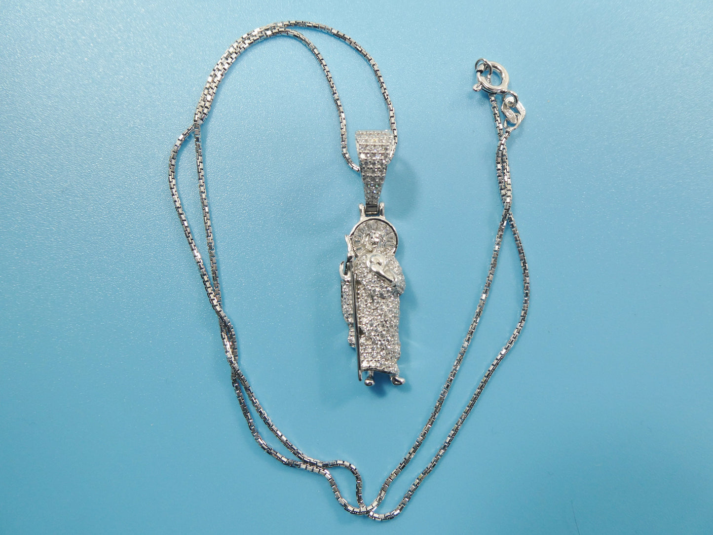 real 925 sterling silver 16 inch box chain and saint jude small pendent