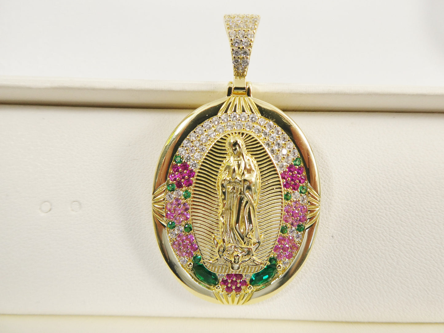 real 925 sterling silver large guadalupe virgin mary medallion pendent
