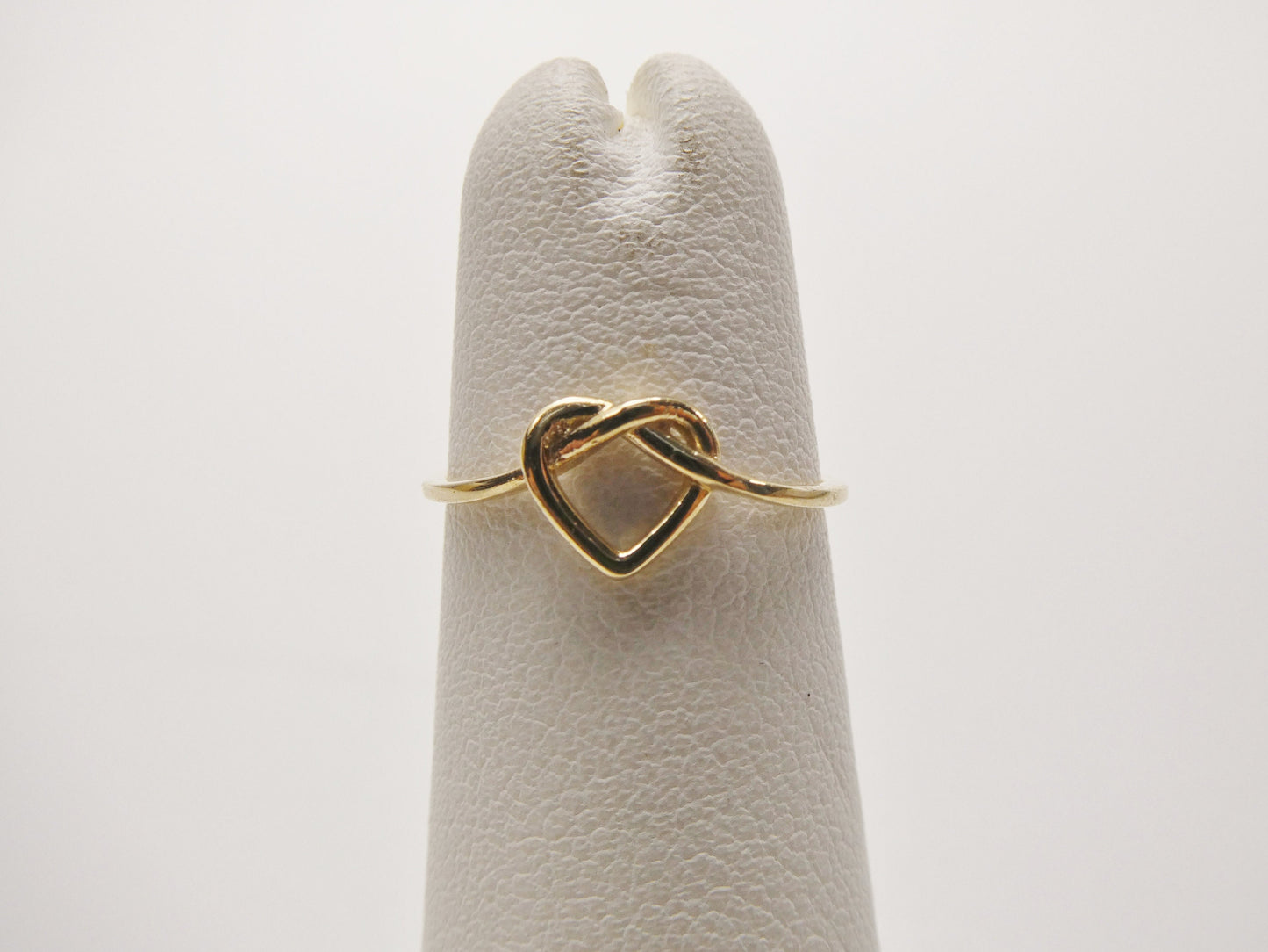 10k solid yellow gold baby children heart shaped love knot ring