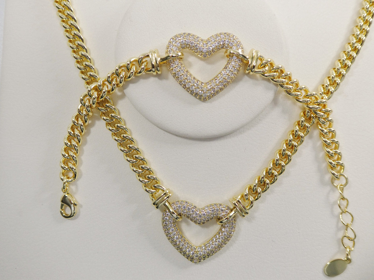 14k gold filled yellow gold open heart necklace / bracelet