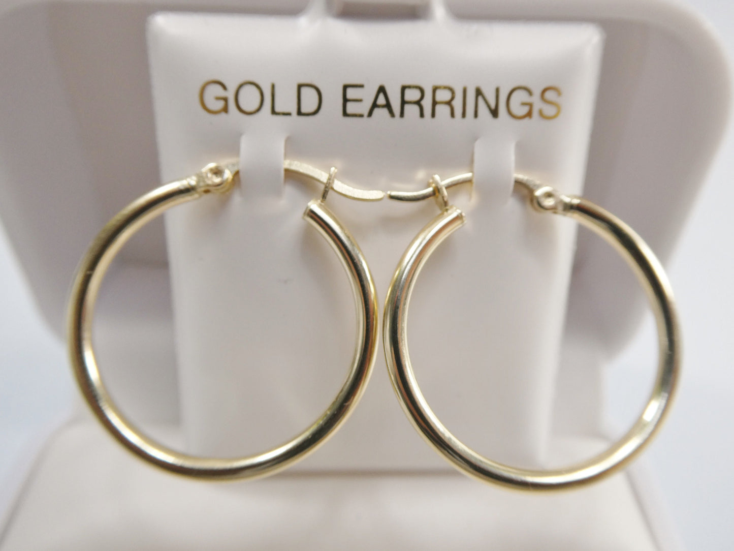 real 10k solid yellow gold plain high polish 25mm hoop earrings