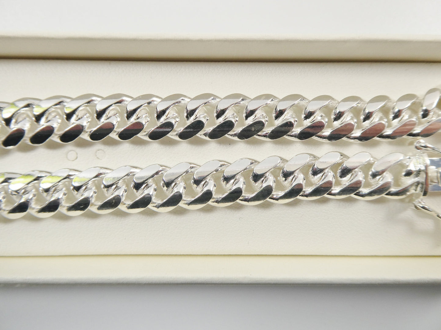 10mm real Miami link solid 925 sterling silver men bracelet safety box lock