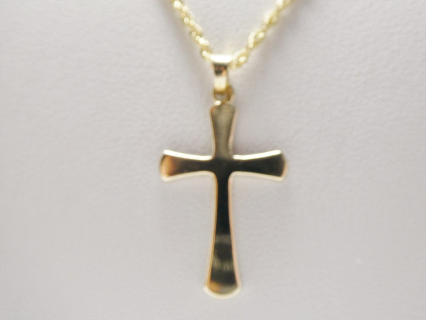 14k real solid yellow gold super polish cross pendent and robe necklace