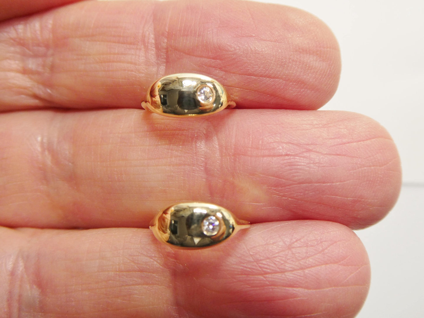 real 10k solid yellow gold designer polish hoop huggie earrings