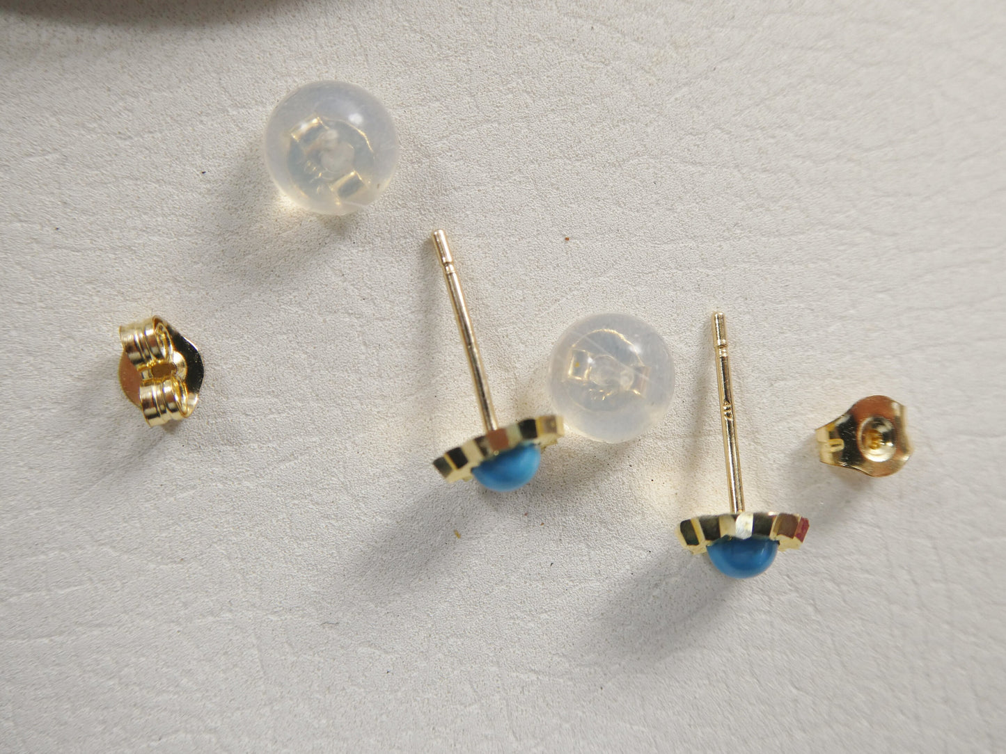 real 10k solid yellow gold small round turquoise push post stud earrings