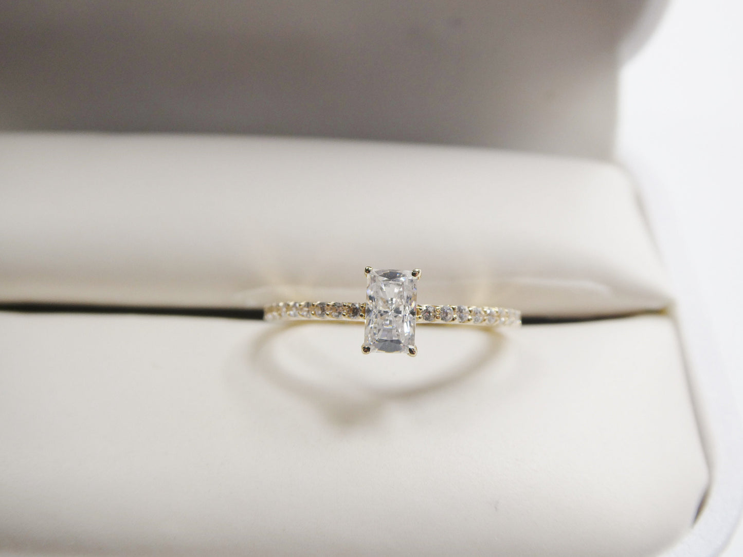 real 10k solid yellow gold women's classic micro pave setting ring
