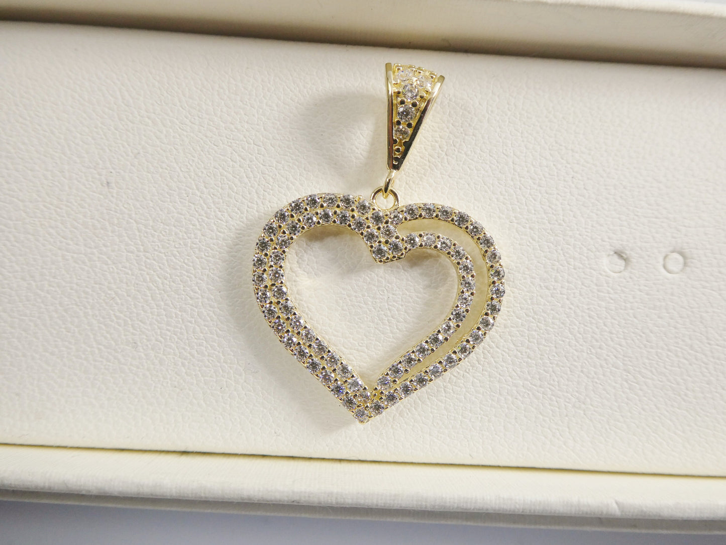 14k real solid yellow gold full stone setting heart charm pendent