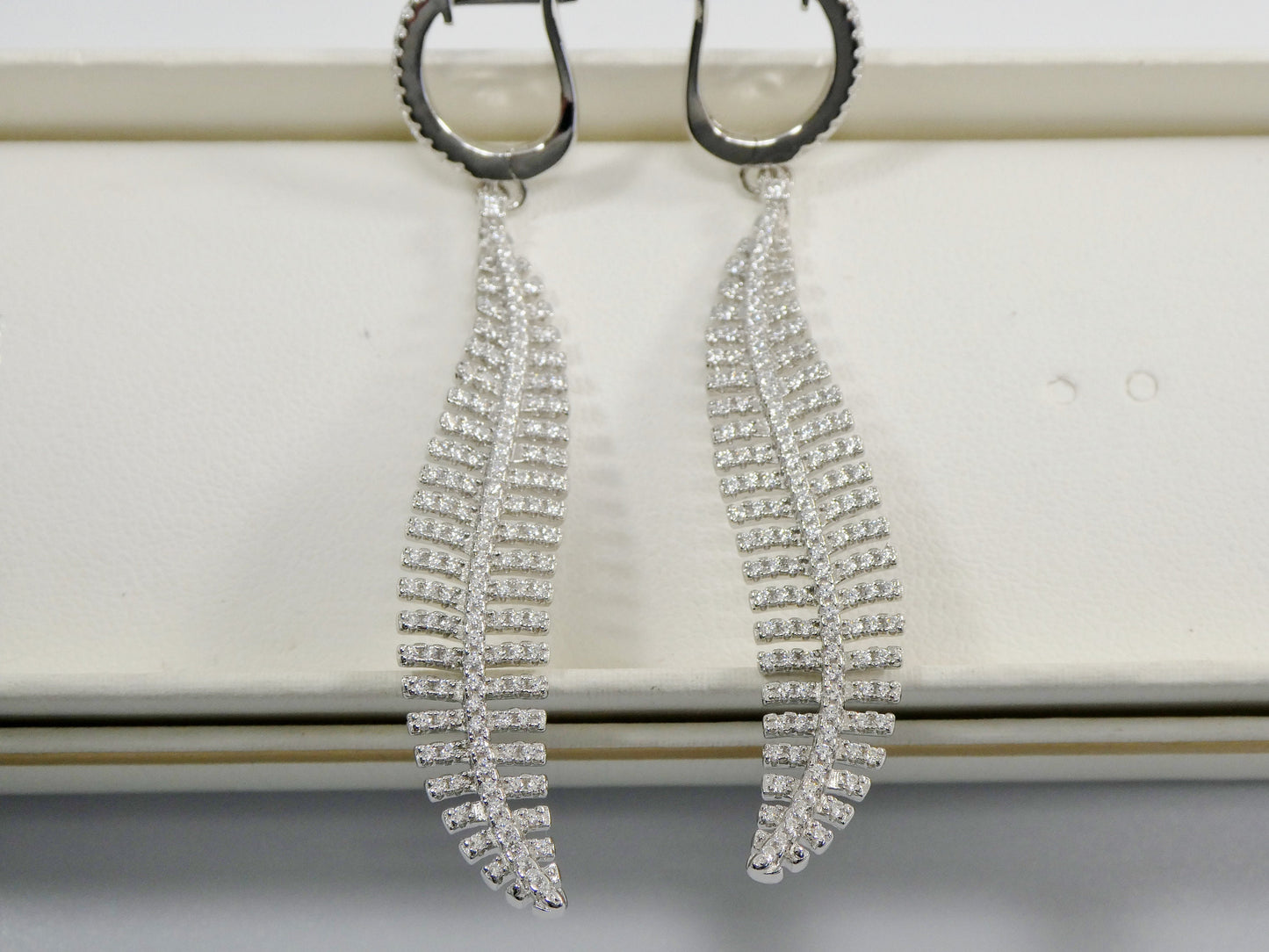 real 925 sterling silver micro pave setting 14k white gold color finish drop earring