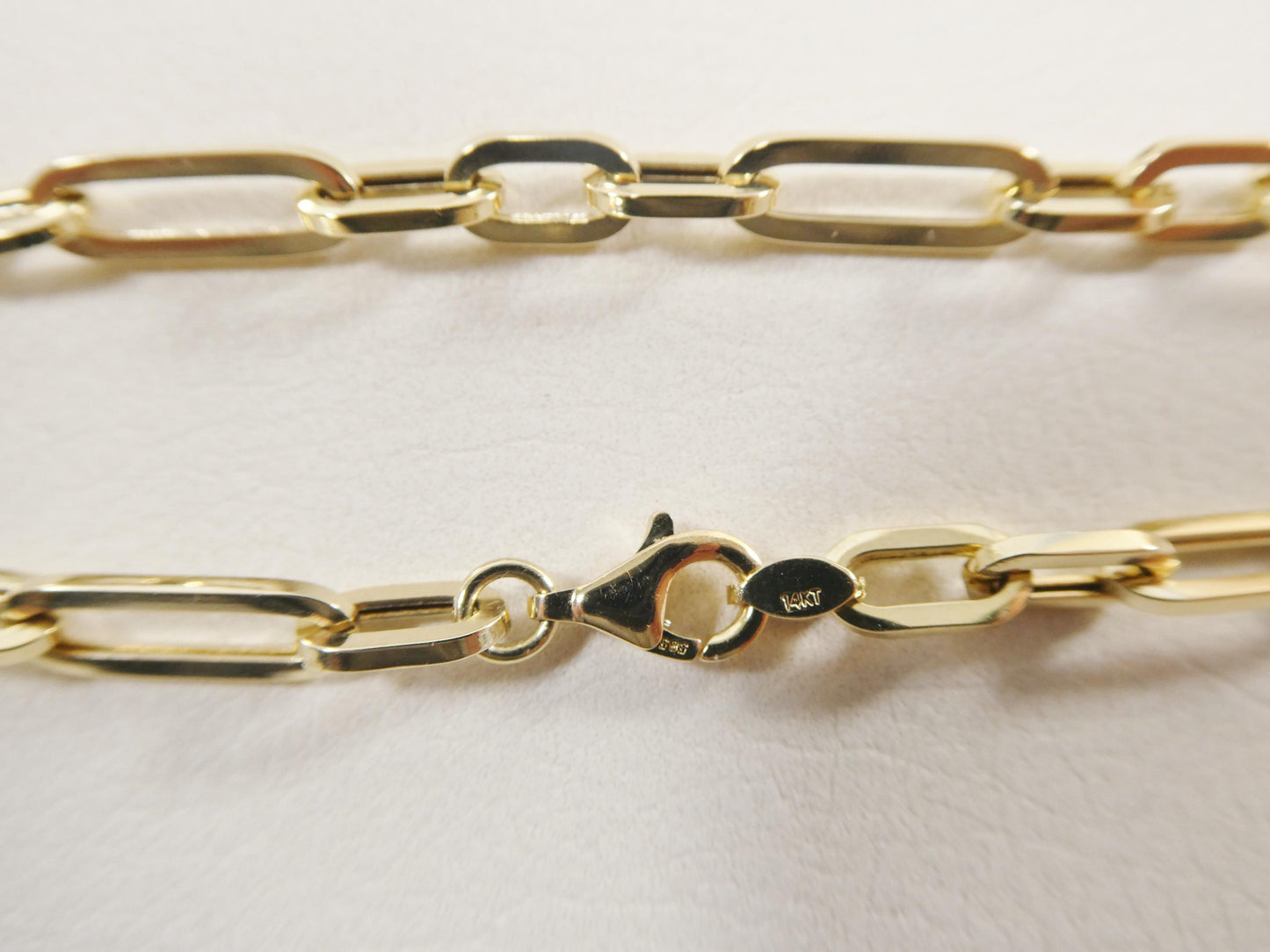 real 14k solid yellow gold design paperclip 6.5/ 7/ inch bracelet