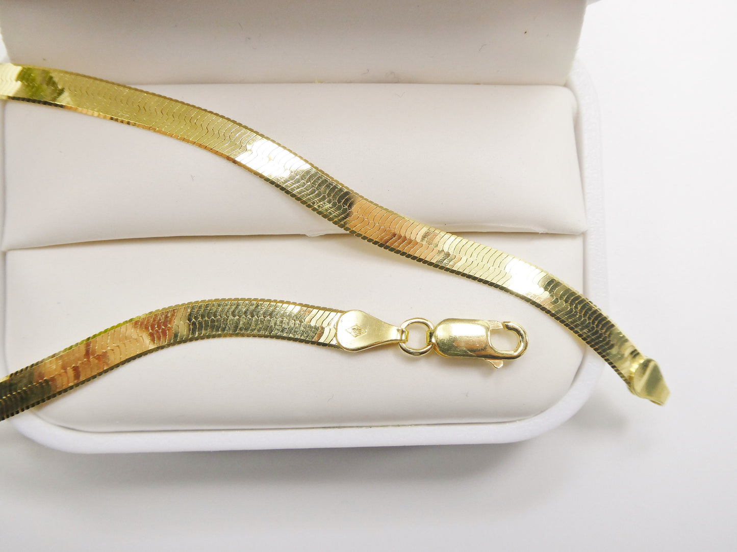 real 4.5mm 925 sterling silver herringbone necklace / choker 14k yellow gold finish