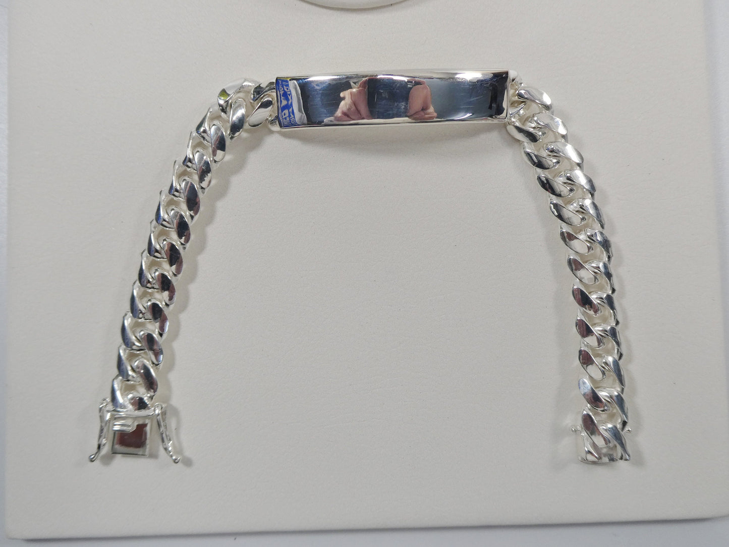 9 inch real 925 sterling silver heavy solid curb men ID bracelet