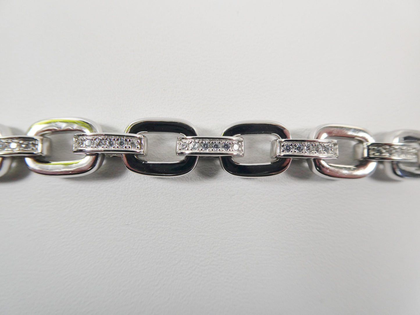 8mm real 925 sterling silver 7/ 8 inch solid paperclip bracelet 14k white gold finish