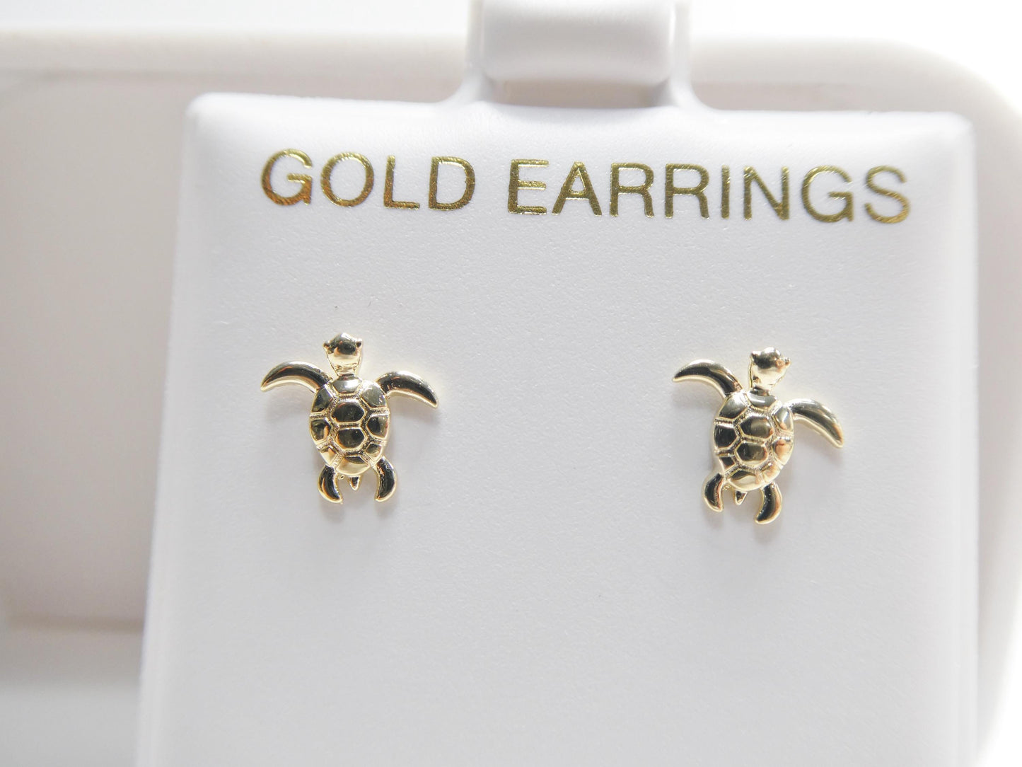 real 10k solid yellow gold turtle screw back post earrings