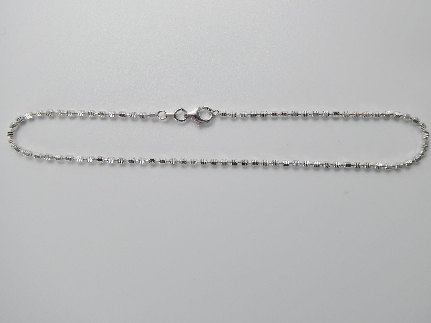 Real 925 sterling silver 10 inch bead anklet 14k white gold finish