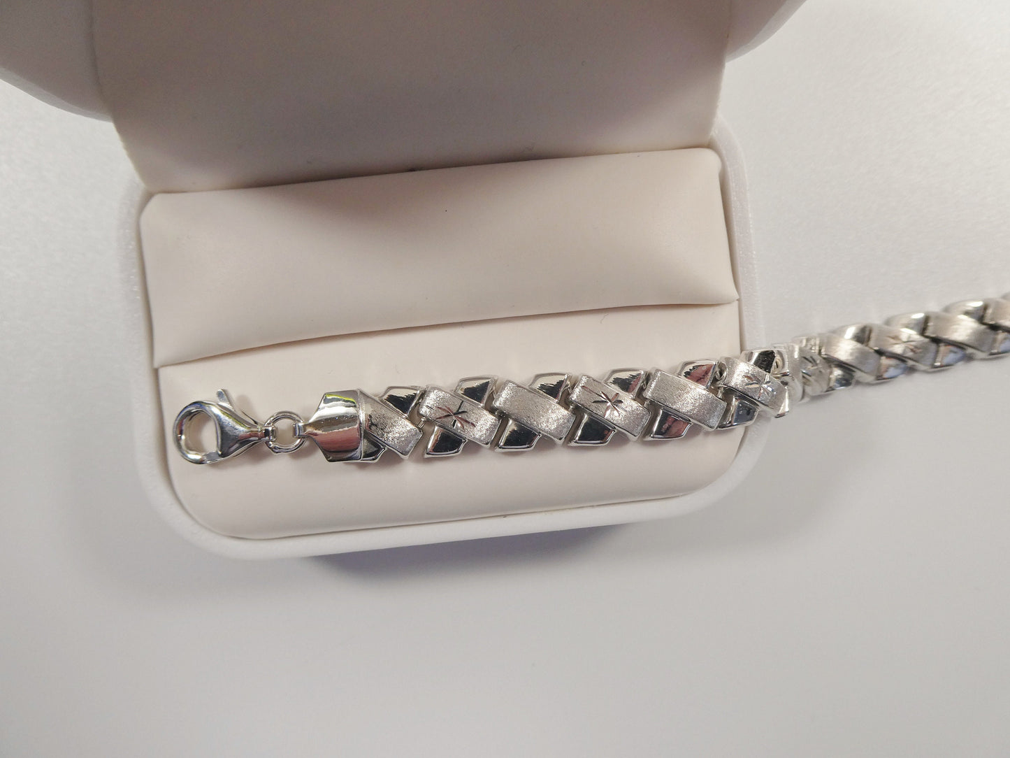 real 925 sterling silver stampato X bracelet 14k yellow gold finish
