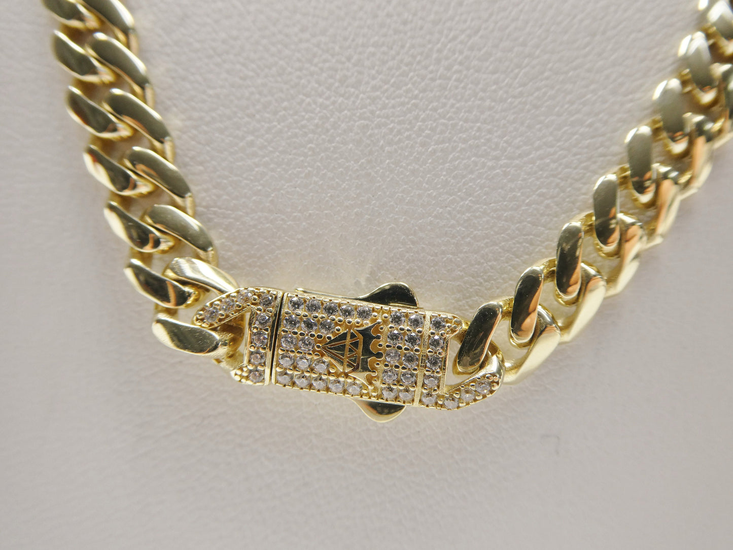 real 10k solid yellow gold 7mm Monaco necklace