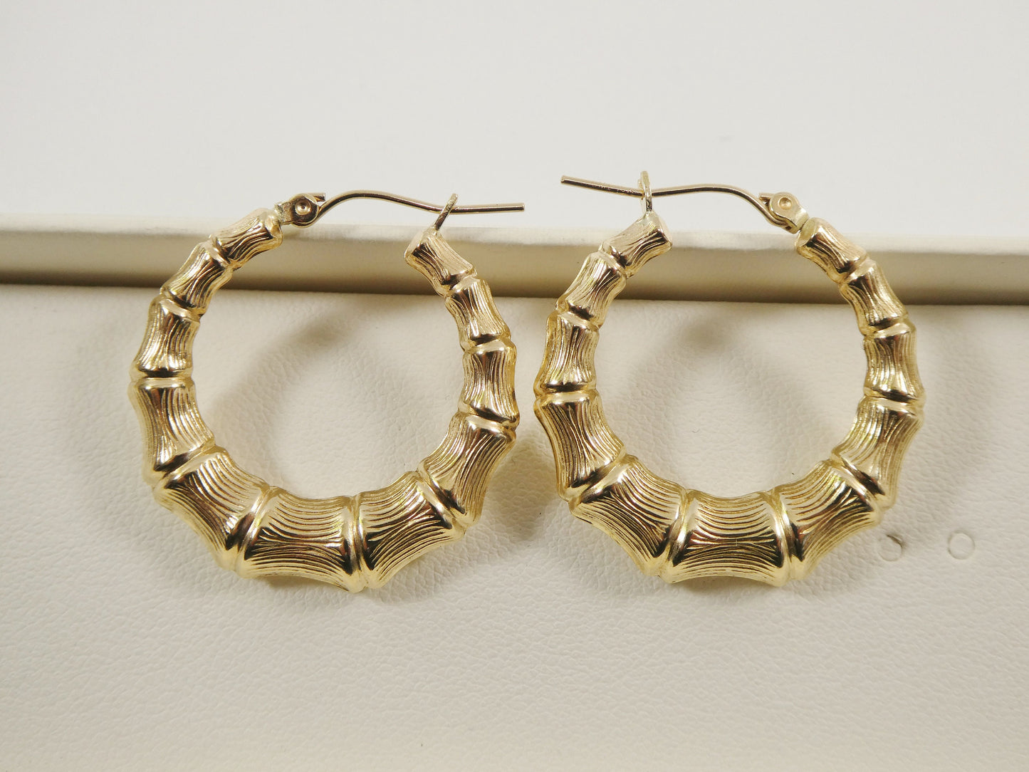 10k real solid yellow gold bamboo earrings