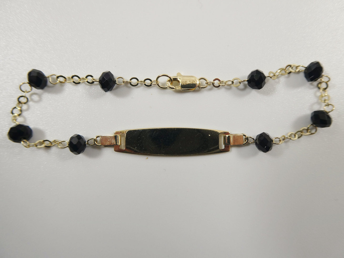 real 14k yellow gold / red / black / stone 5.5 inch baby ID bracelet