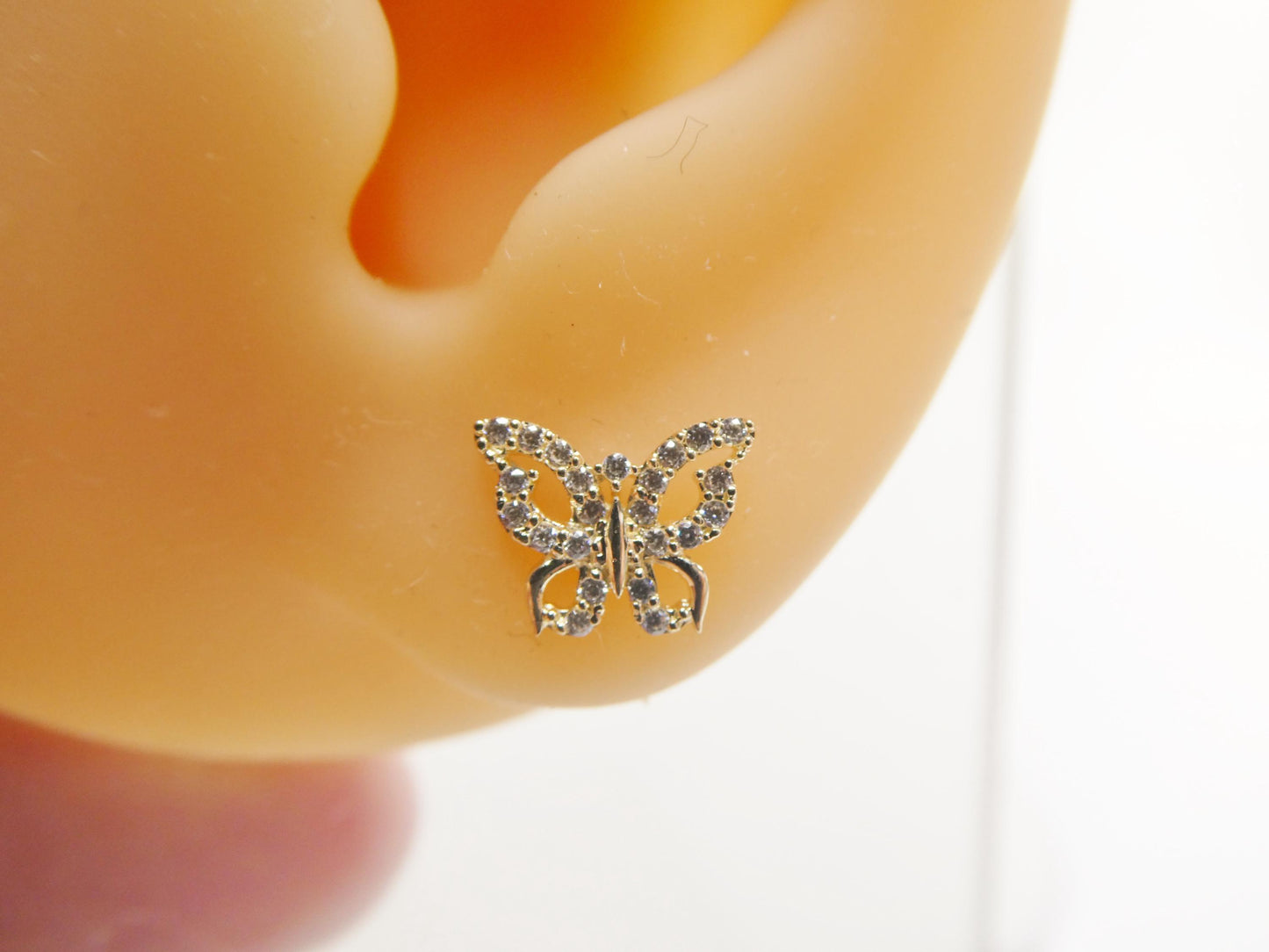 real 10k solid yellow gold butterfly screw back post earrings