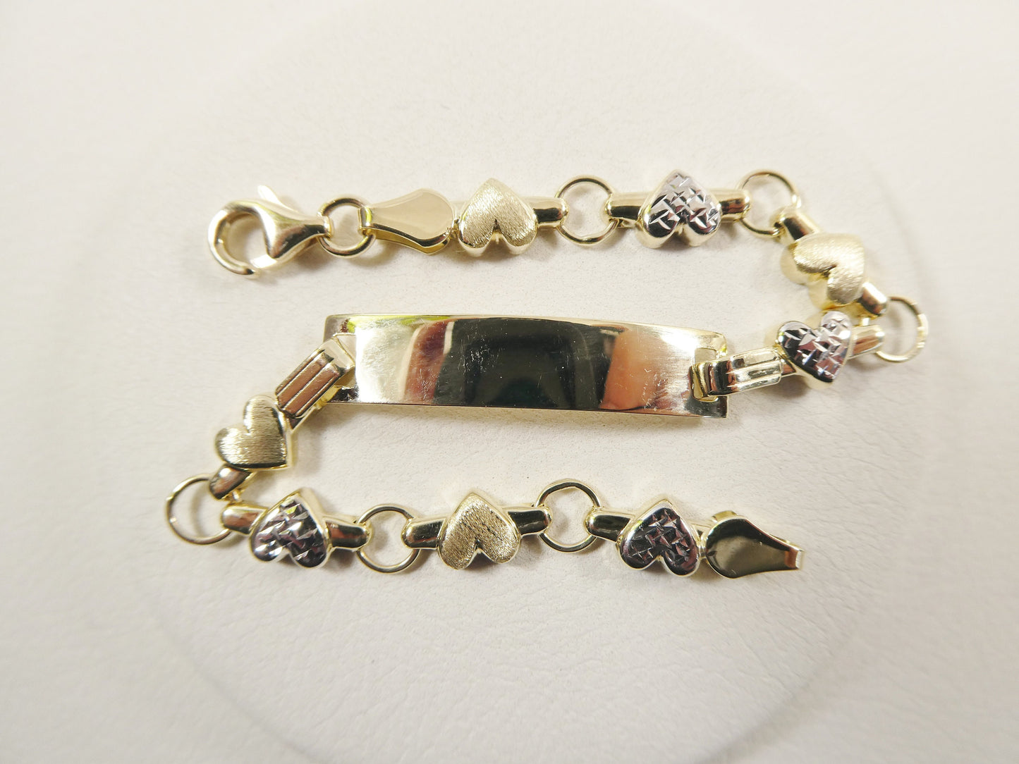 14K real solid yellow gold heart 5.5 inch baby ID bracelet