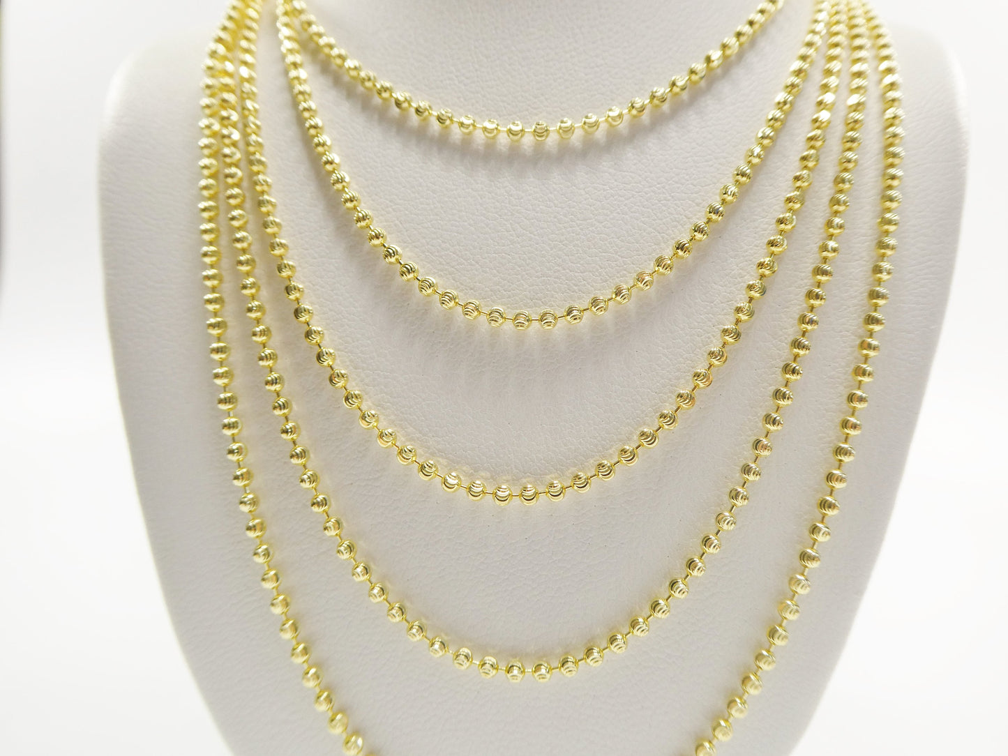 real 2mm 925 sterling silver moon cut chain 14k yellow gold finish