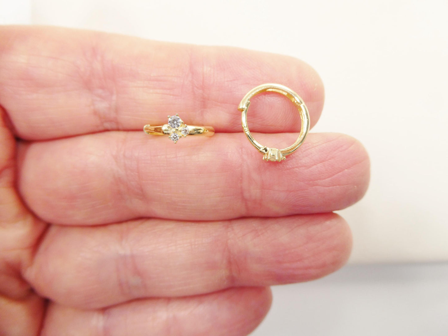 real 10k solid yellow gold designer hoop huggie earrings