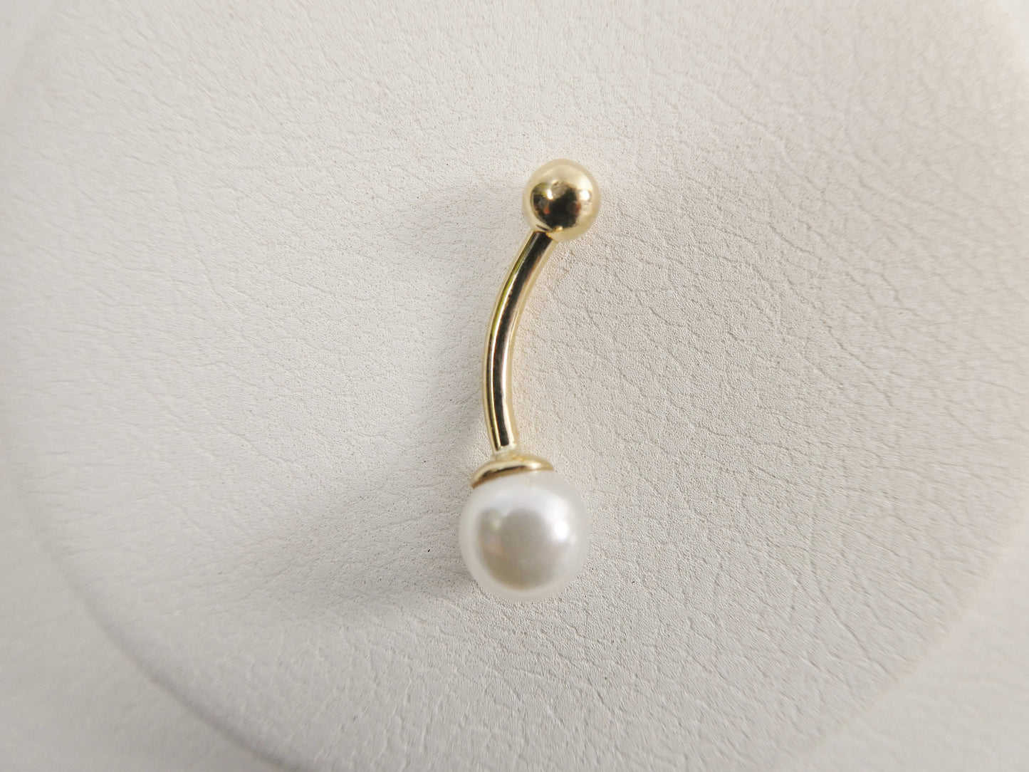 14k real solid yellow gold freshwater pearl belly button ring piercing