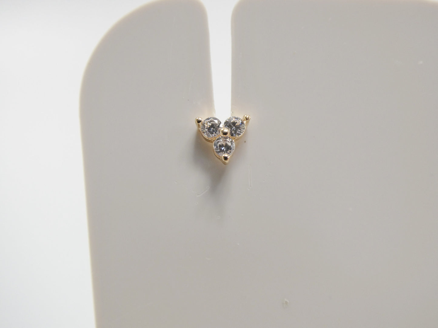 14k real solid yellow gold triangle stud nose ring