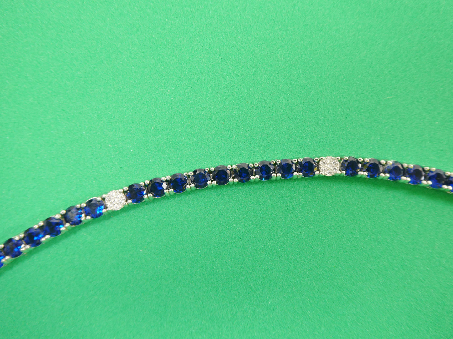 Real 925 sterling silver sapphire spinel tennis bracelet box lock clasp