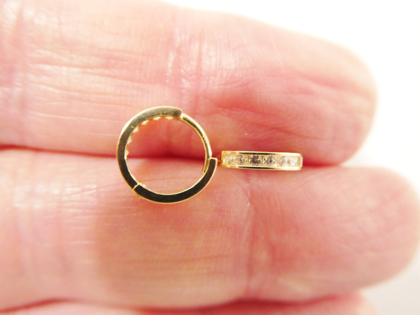 real 10k solid yellow gold earring / cartilage daith tiny hoop huggie earring