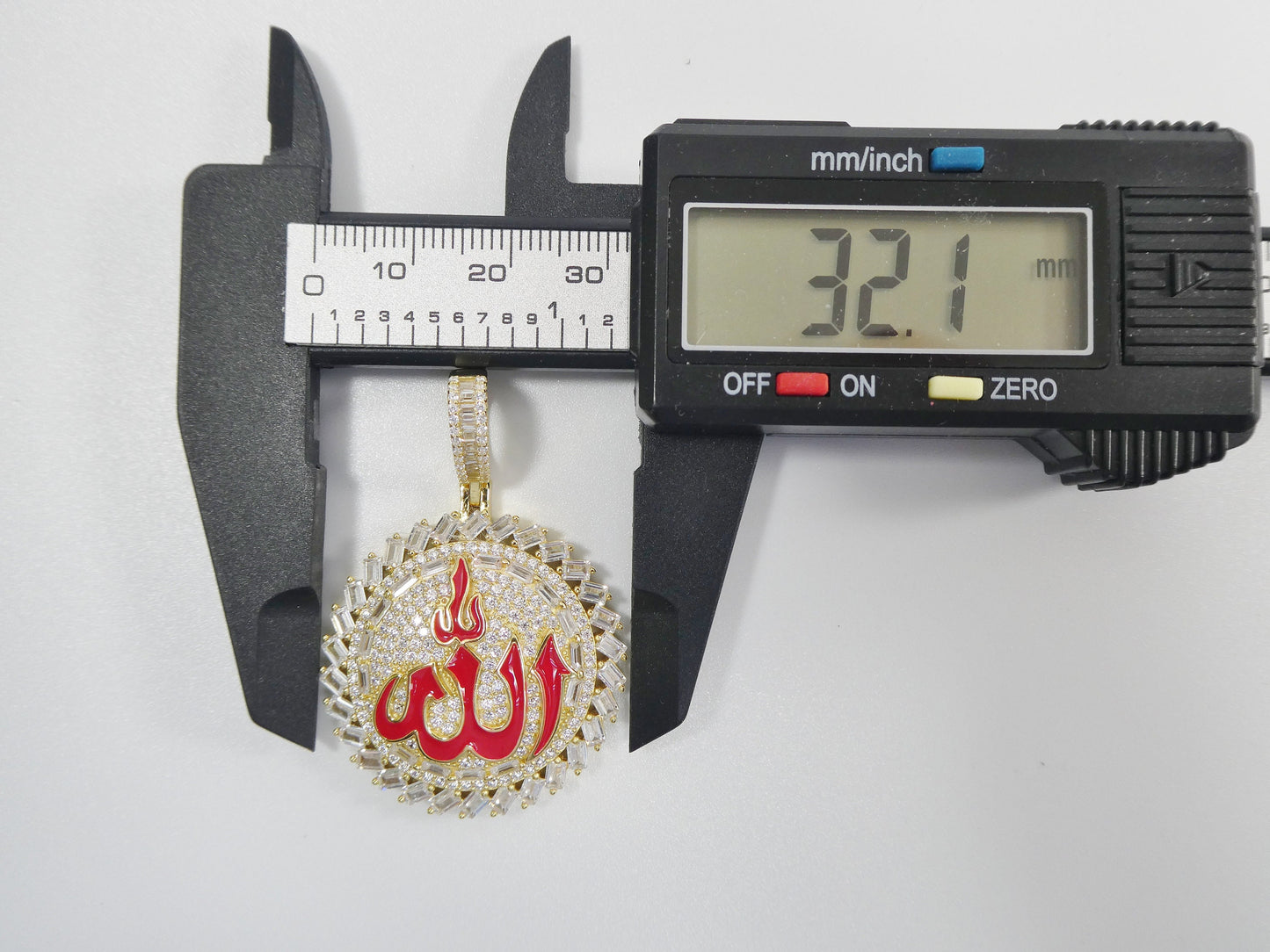 real 925 sterling silver large Muslim Allah pendent full ice stone charm