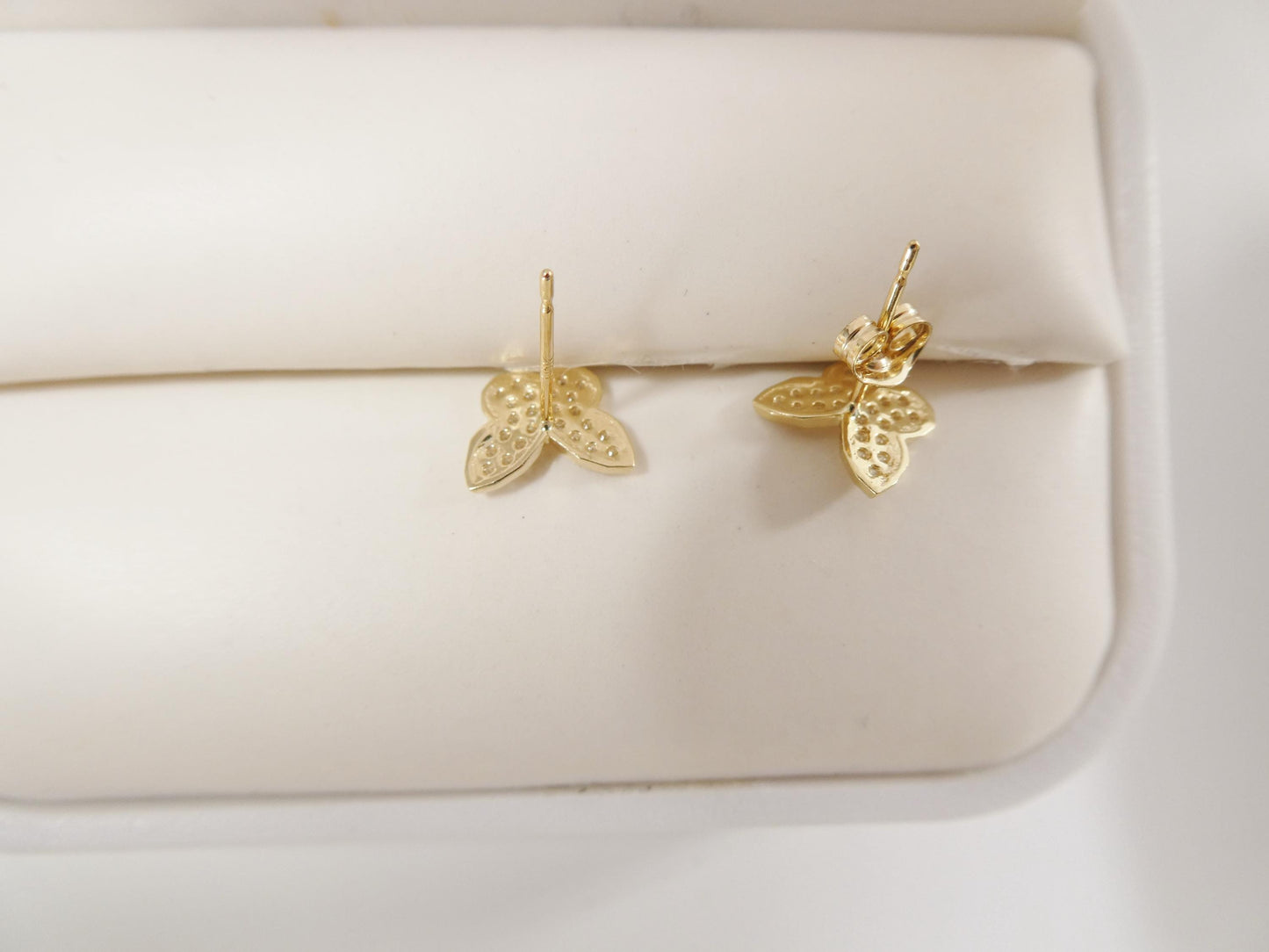10k real solid gold butterfly push post earrings