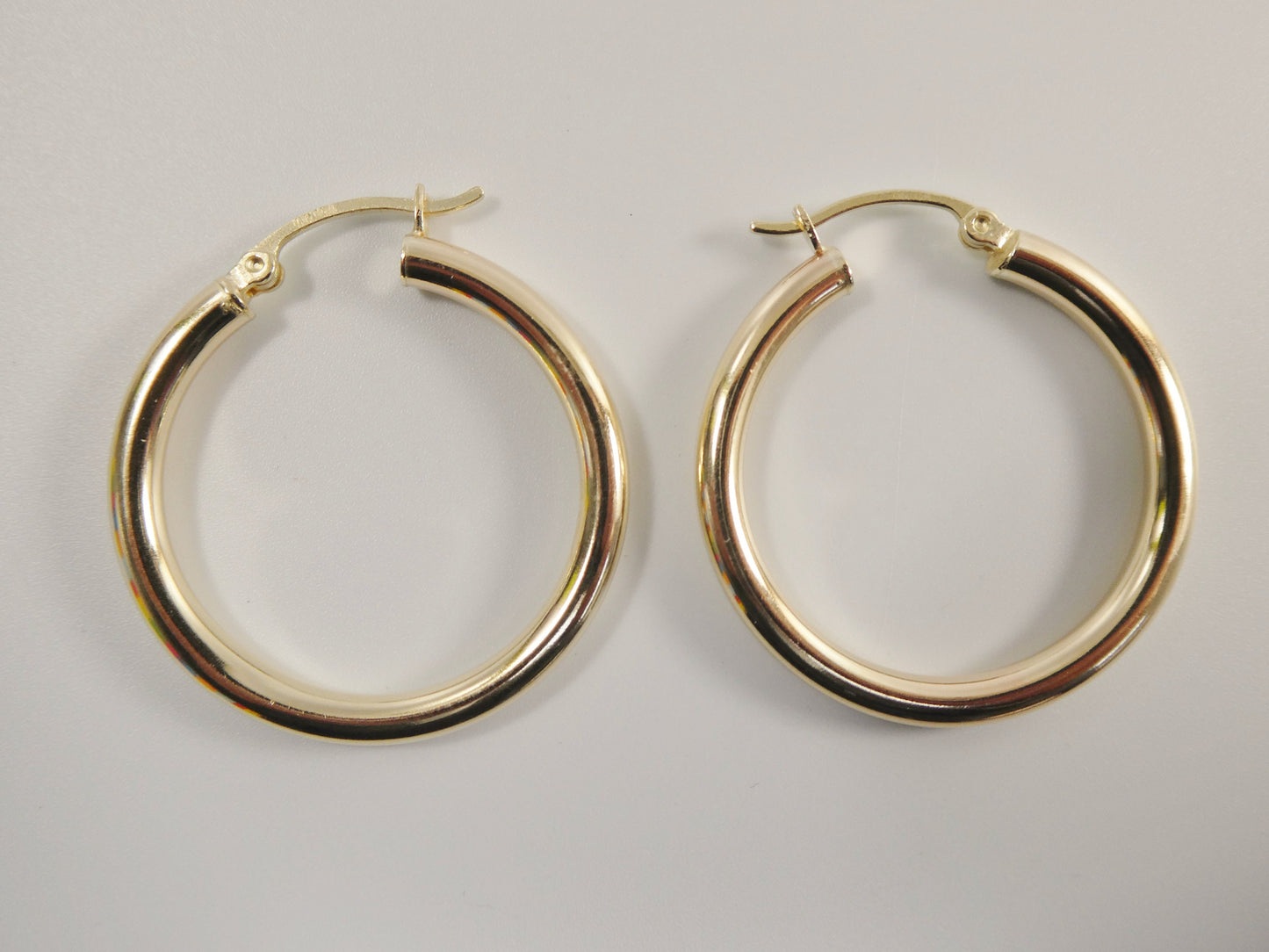 real 10k solid yellow gold plain high polish 30mm hoop huggie earrings