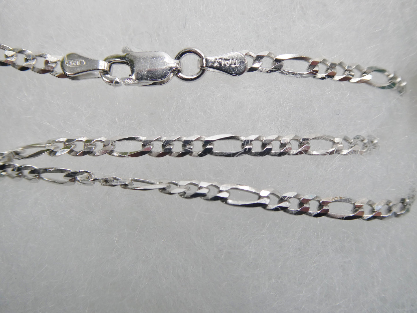 real 925 sterling silver 2.8mm Italian figaro solid chain lobster lock clasp