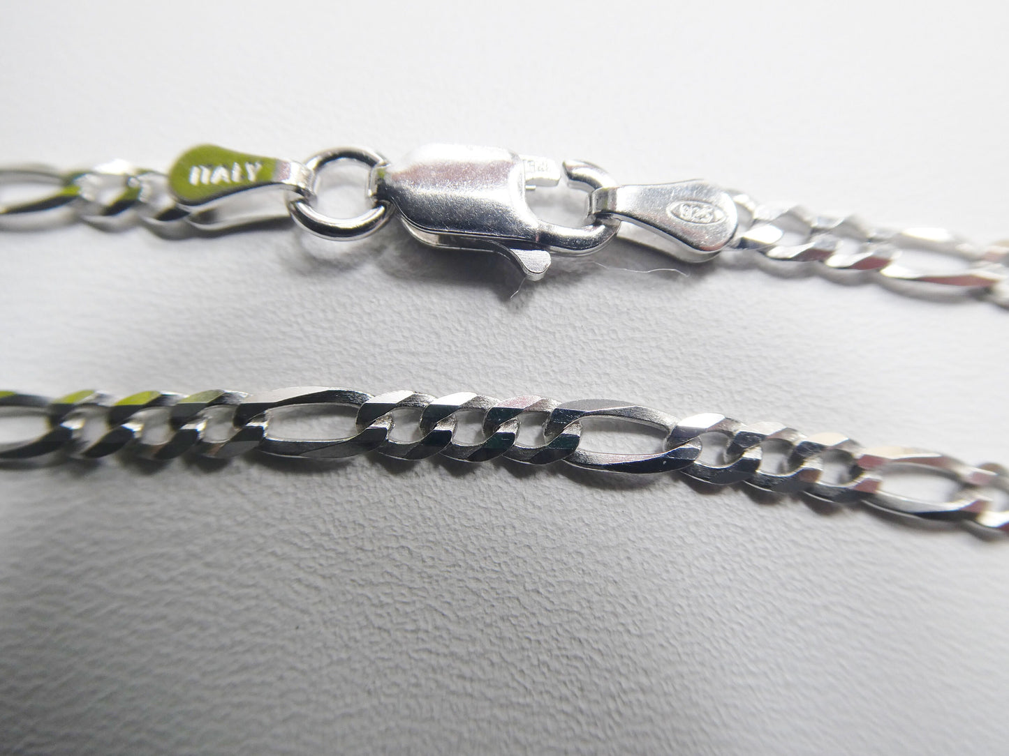 real 925 sterling silver 2.8mm Italian figaro solid chain lobster lock clasp