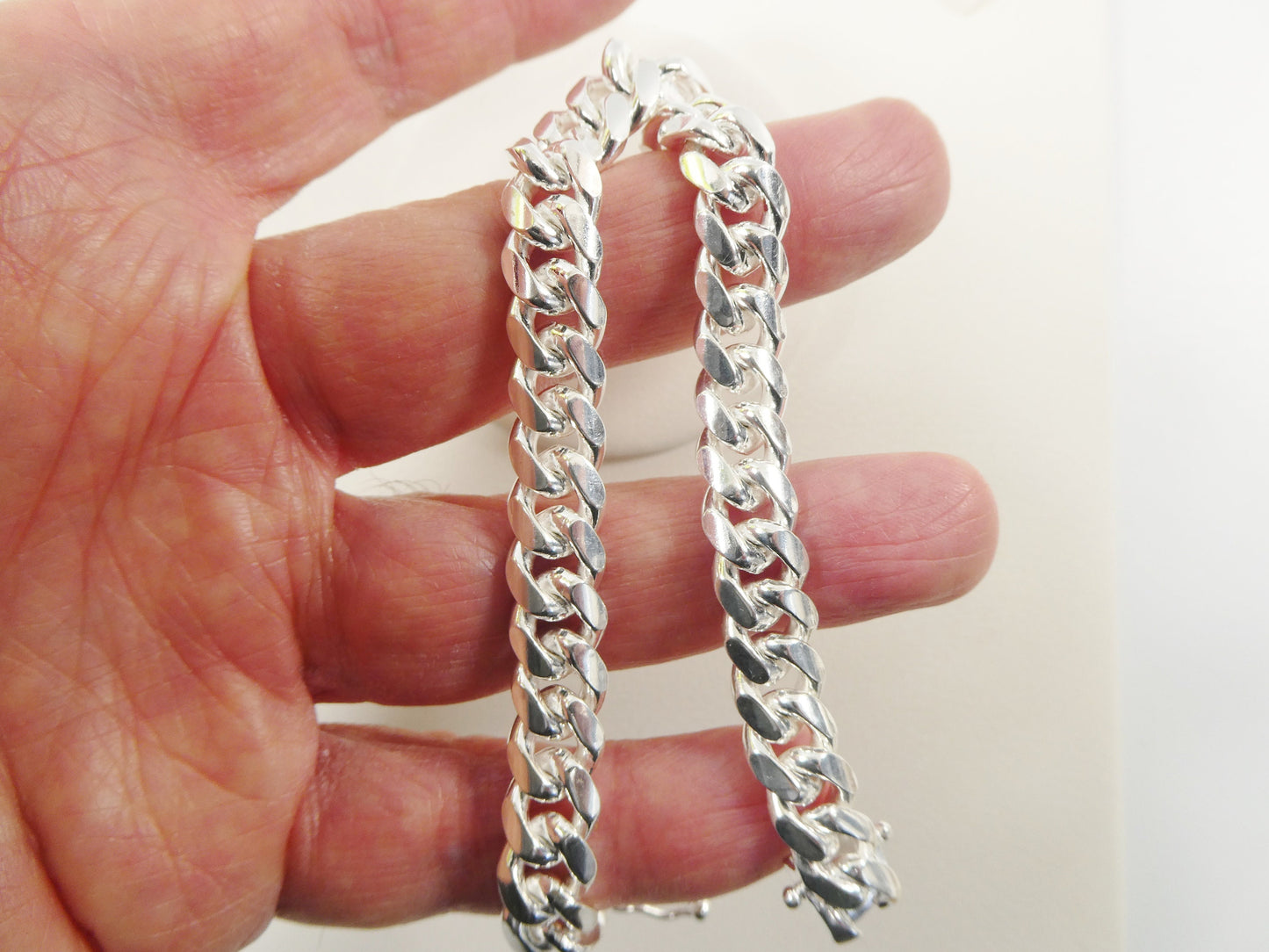 10mm real Miami link solid 925 sterling silver men bracelet safety box lock