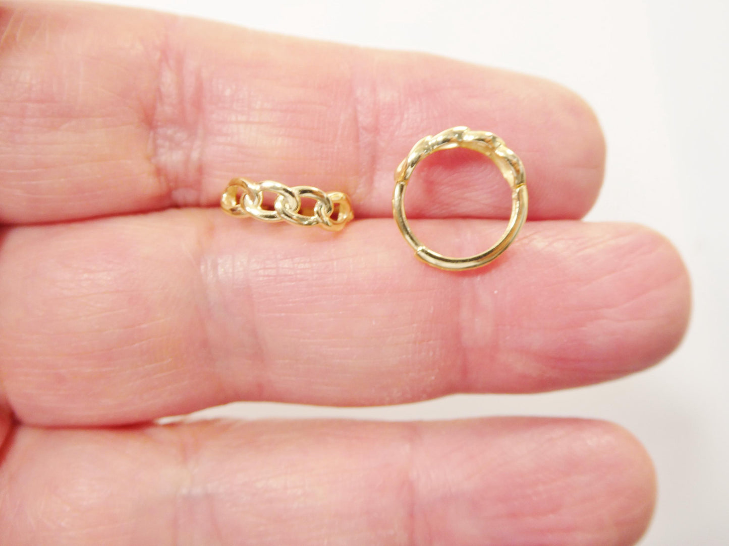 real 10k solid yellow gold designer hoop huggie earring