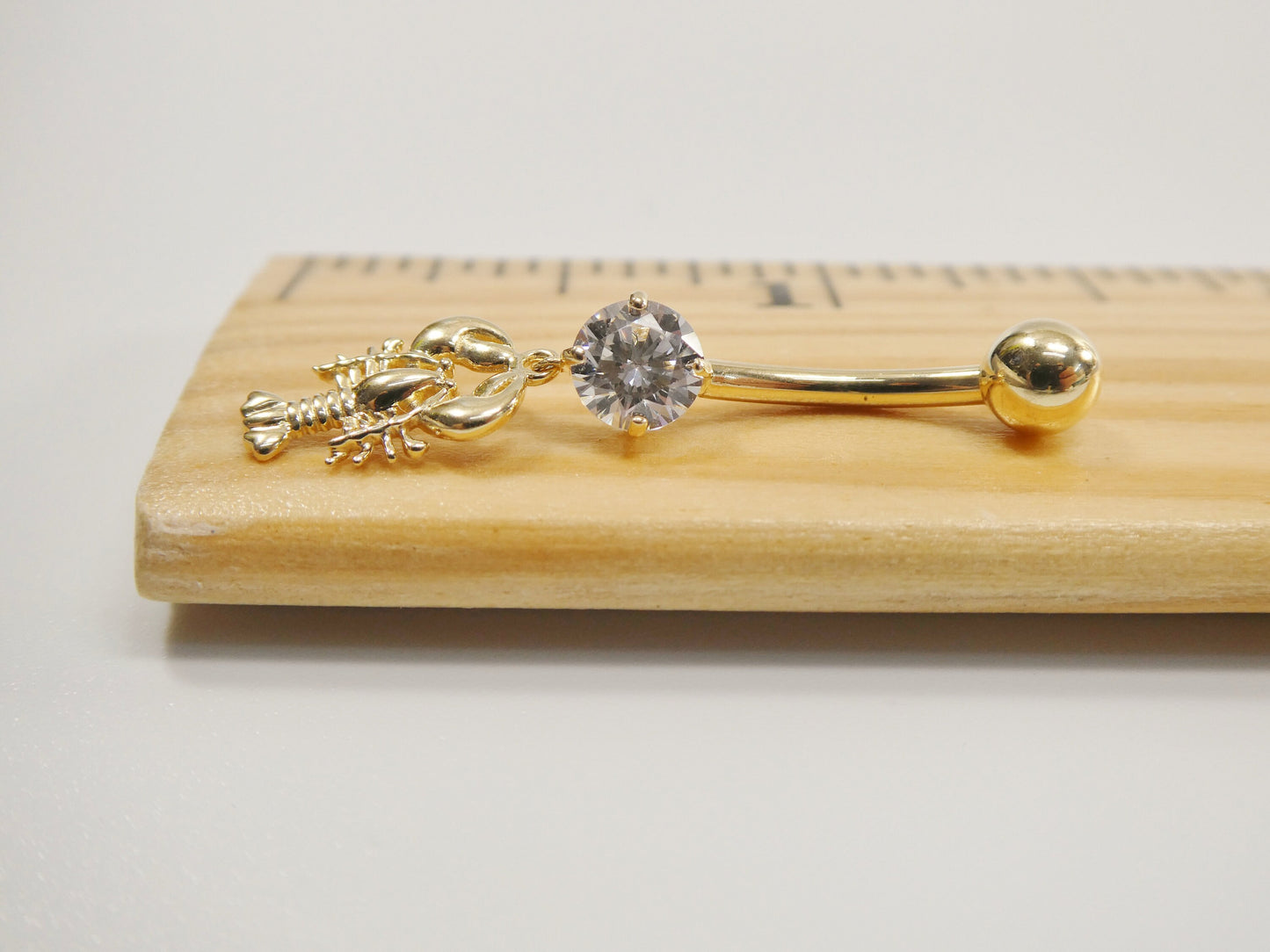 14k real solid yellow gold scorpion dangling belly button ring piercing