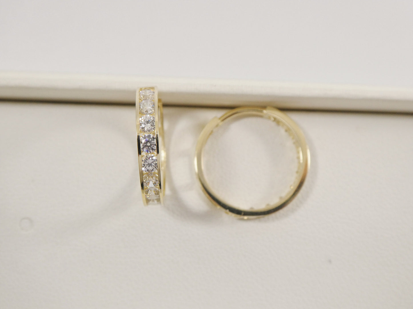 real 10k solid yellow gold large hoop huggie earrings