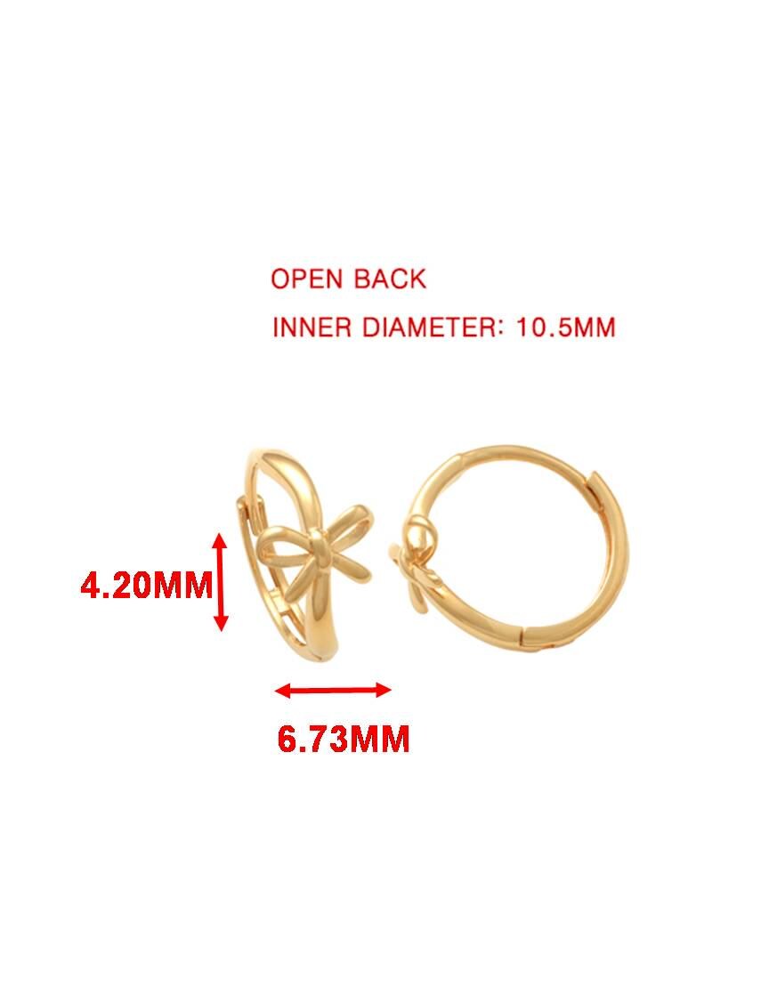 real 10k solid yellow gold designer bow hoop huggie earrings