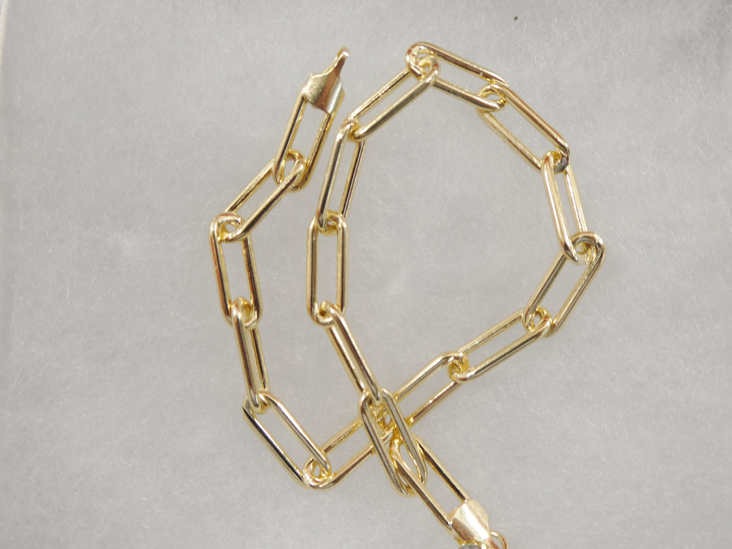 7.5 / 10 inch 14k gold filled paper clip chain ladies bracelet