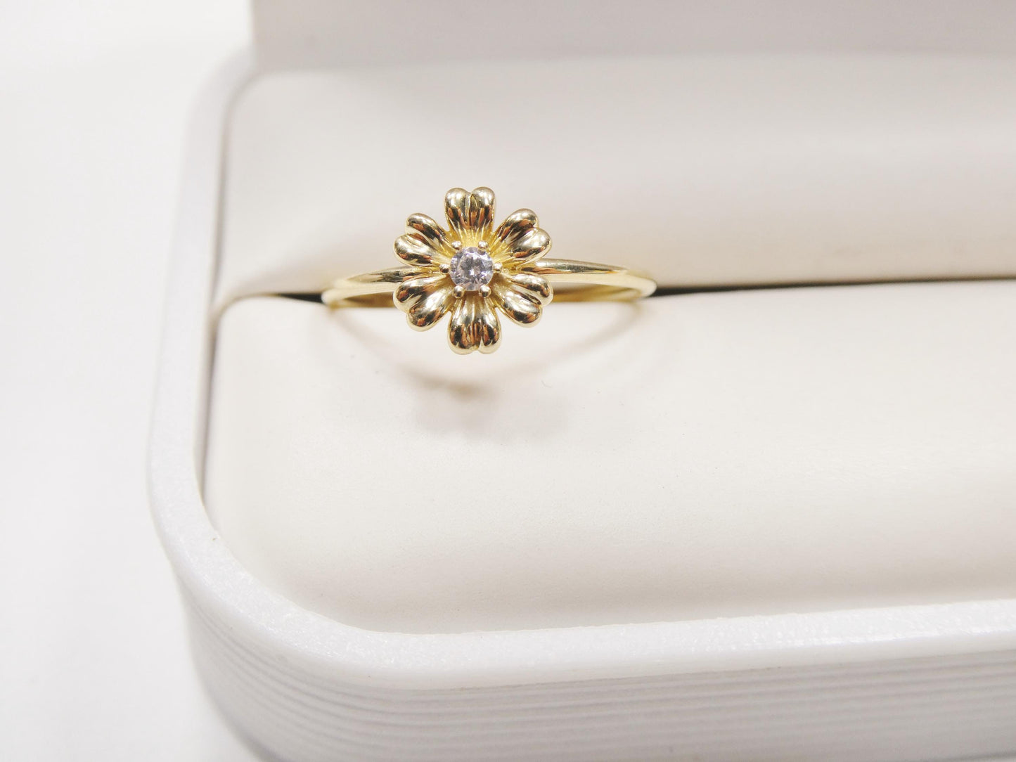 real 10k solid yellow gold women's classic micro pave setting ring
