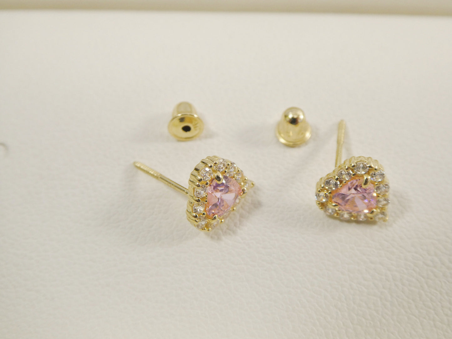 10k real solid yellow gold screw back children birth stone earring heart shape