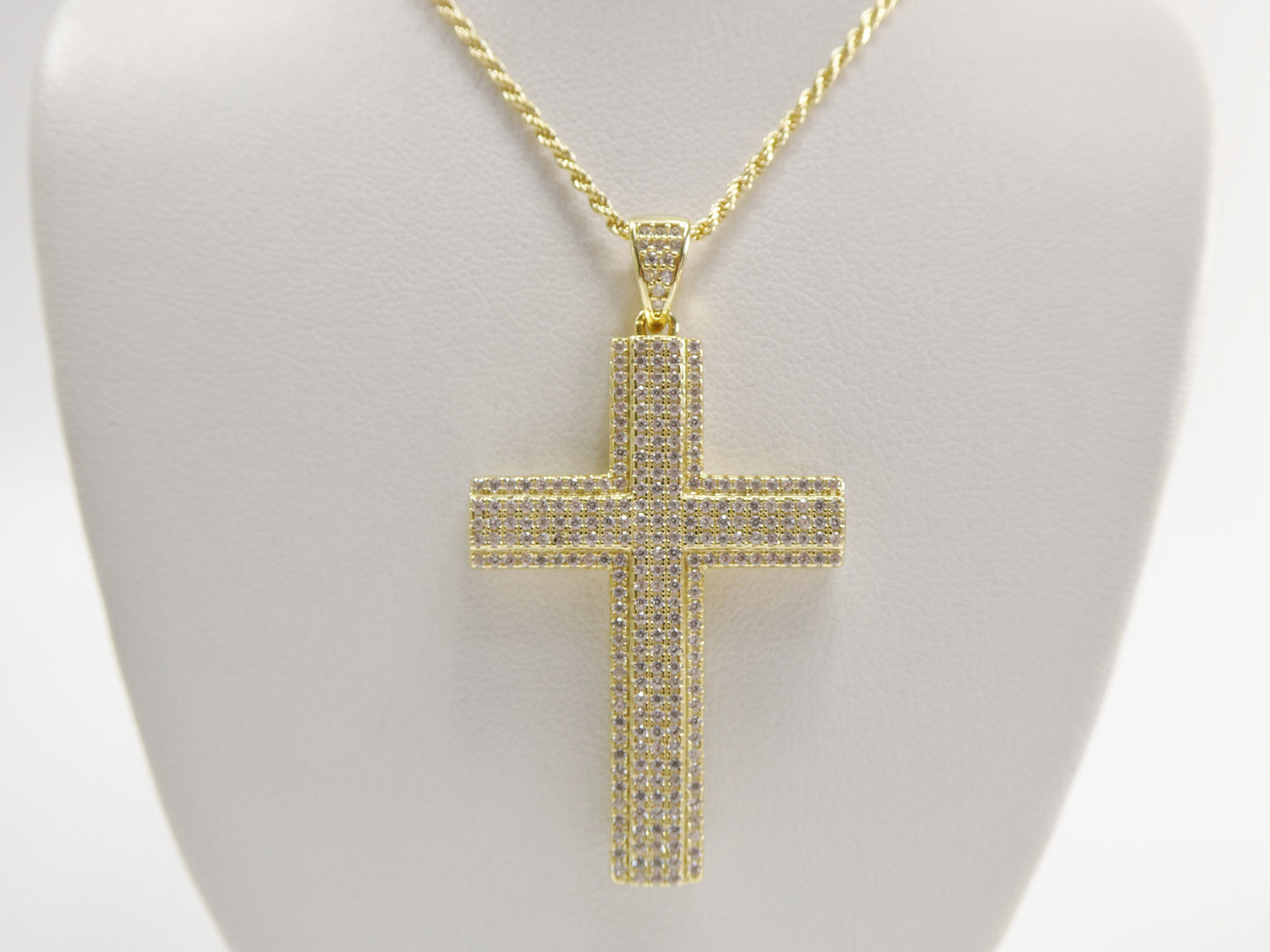 real 925 sterling silver 14k yellow / silver color 18 inch robe chain and cross pendent
