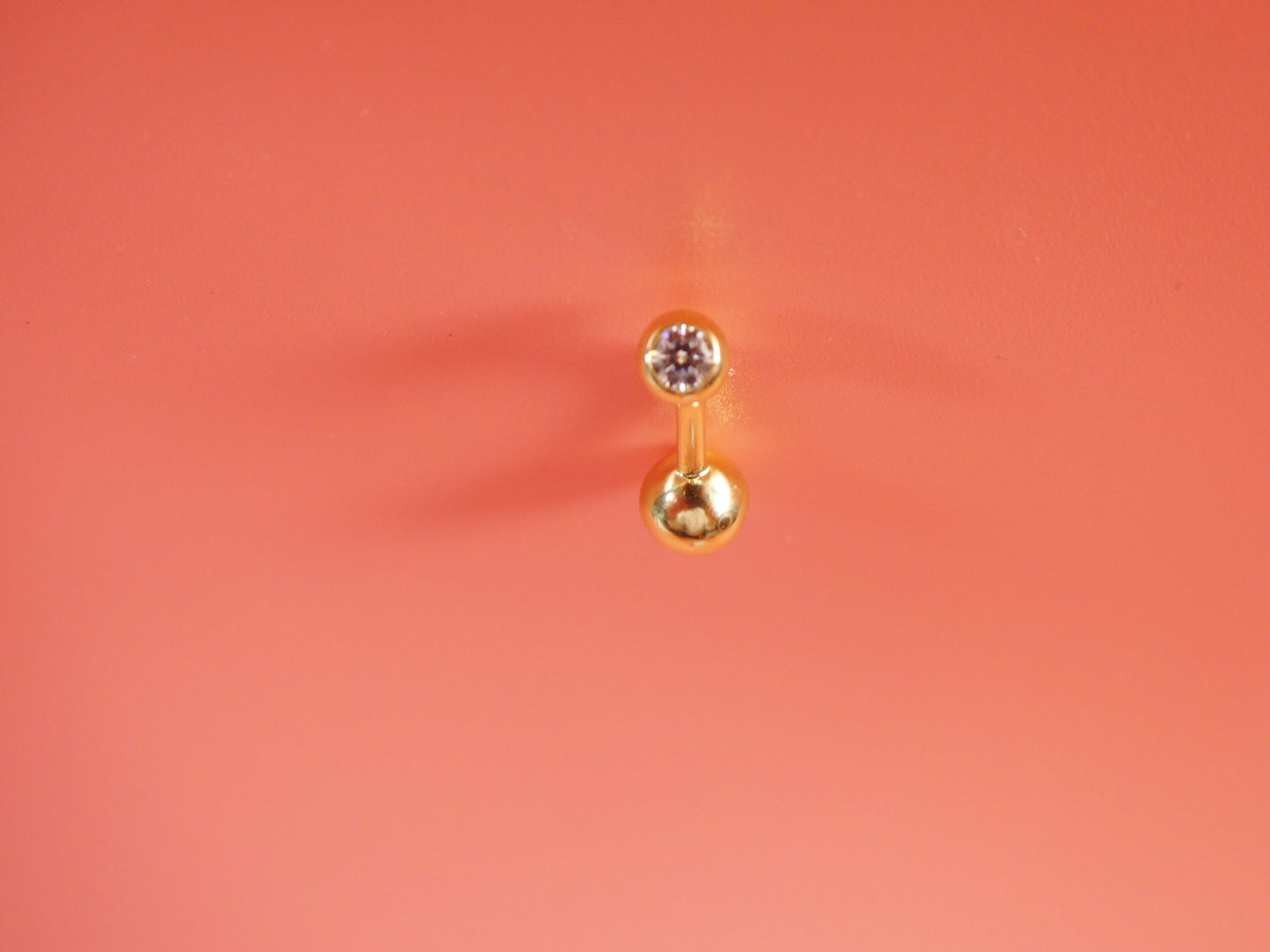 14k real solid yellow gold high polish ball belly button ring piercing