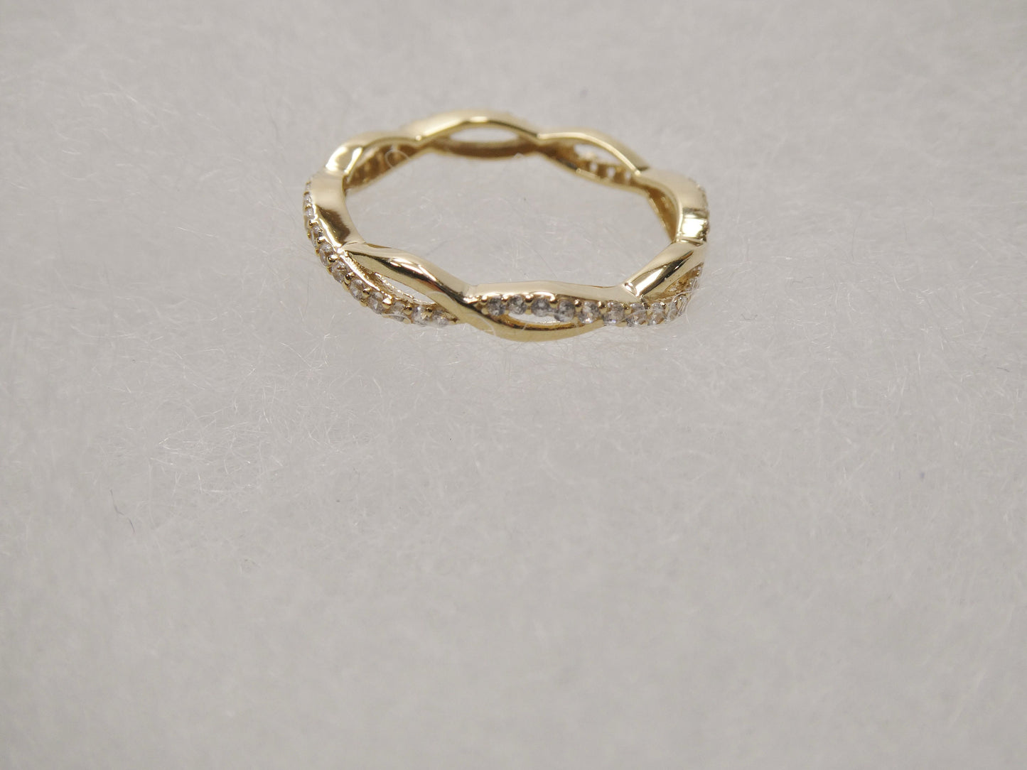 real 10k solid yellow gold women's classic micro pave setting ring