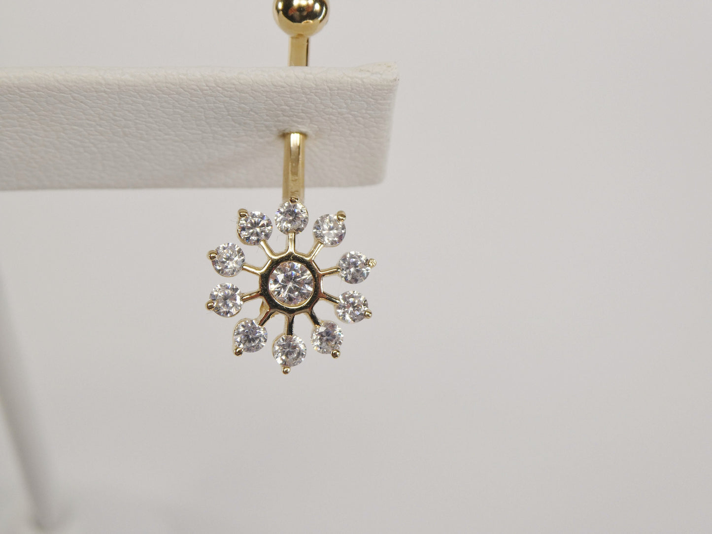 14k real solid yellow gold sun belly ring