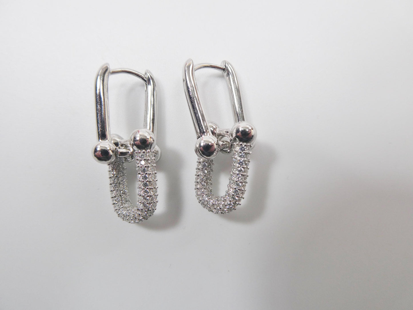 real 925 sterling silver u-shape paperclip earrings