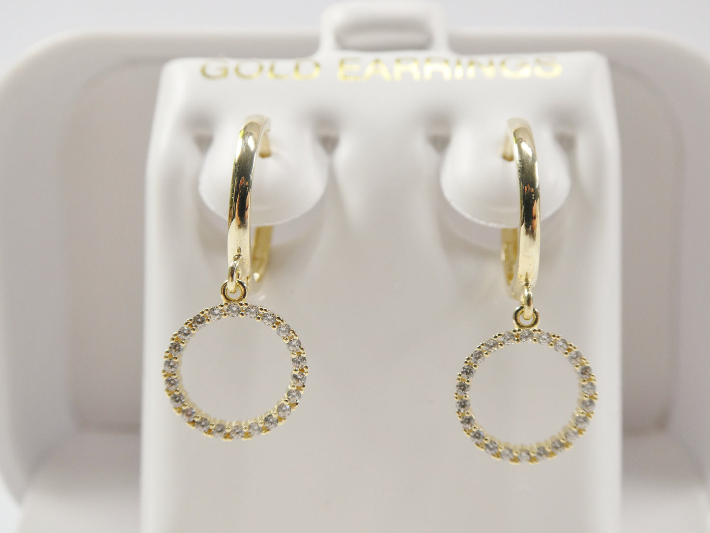 10k real solid yellow gold circle drop huggie earrings