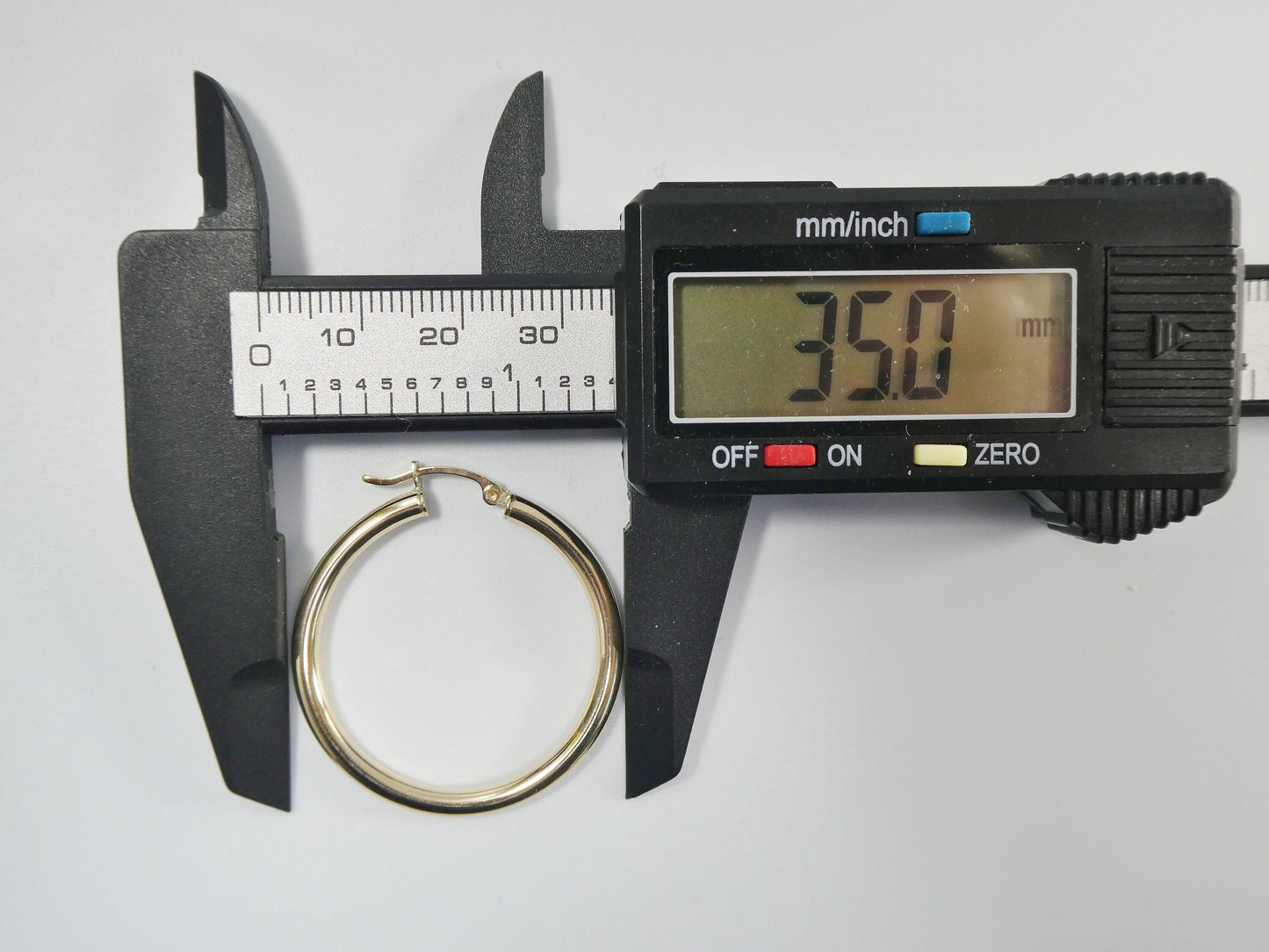 real 10k solid yellow gold plain high polish 35mm hoop huggie earrings